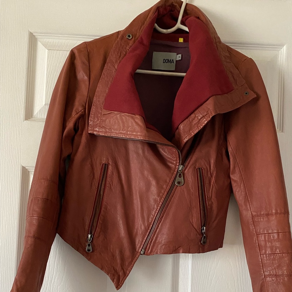 DOMO genuine leather moto jacket.